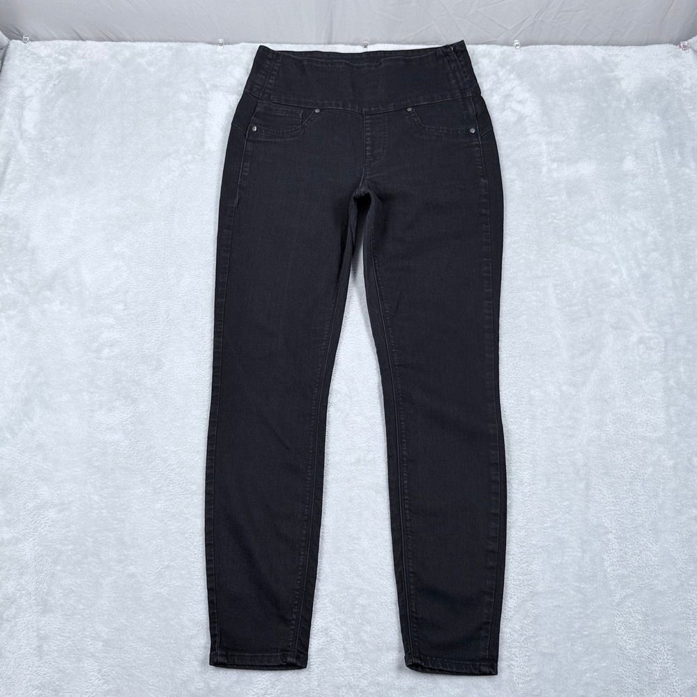 Spanx Alexia Skinny Jeans Womens Medium Black High Rise Side Zip Stretch Jegging